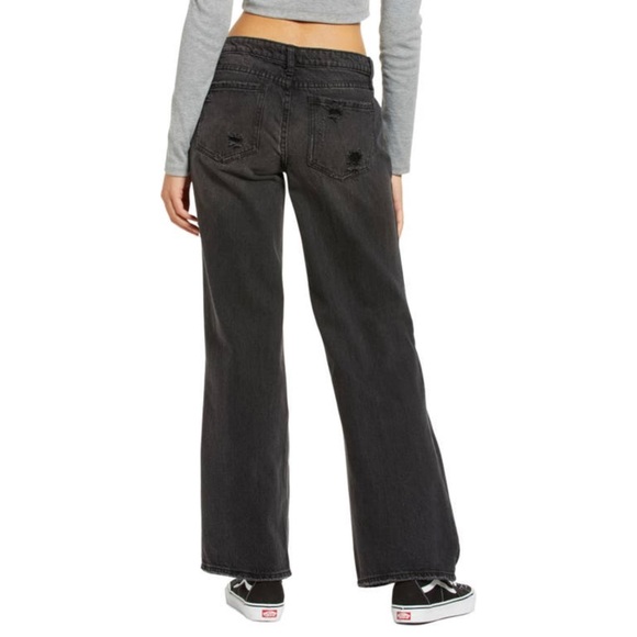 NEW BP Black Destroyed Wide Leg Low Rise Denim Jean 100% Cotton Size 29, Size 30 - Picture 3 of 14